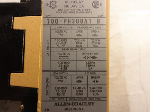 Allen-Bradley 700-PH300A1; Industrial Relay; 600VAC; 35A; 3-NO