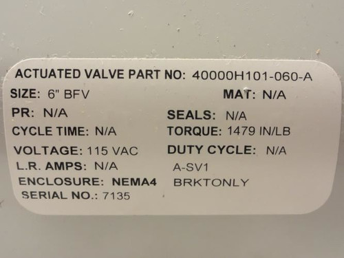 Spears 40000H101-060-A; Pneumatic Actuator; Size: 6" BFV