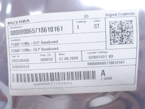 Bizerba 65718610161; PCBAP COME-GLP Baseboard; Sealed ESD Bag