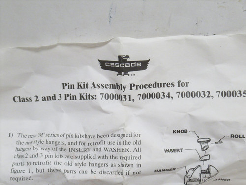 Cascade 7000034; Lift Pin For Fork adjustment on Forklift