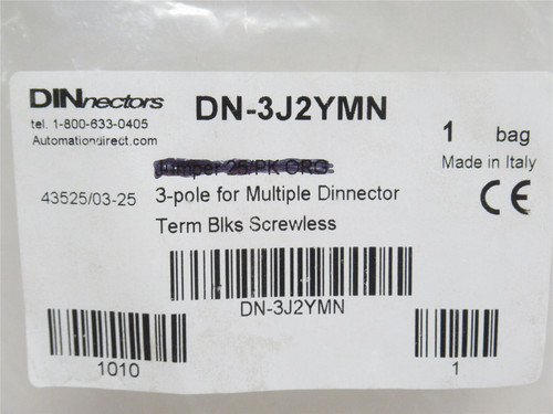 DINectors DN-3J2YMN; Lot-18 Terminal Block Jumpers; 25A; 600V