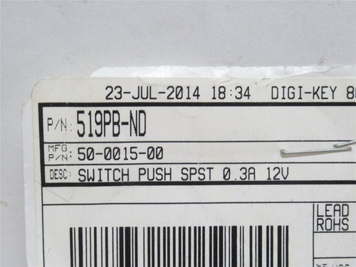 Judico 50-0015-00; Lot-21; Pushbutton Switches SPST 0.3A; 12V