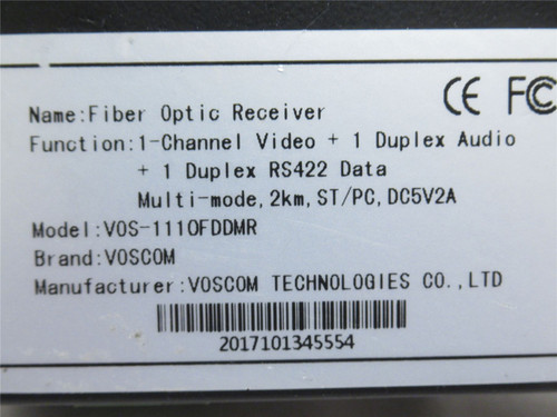 Voscom VOS-1110FDDMR; Fiber Optic Receiver; NO ACCESSORY