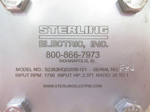Sterling S2262HQ02056121; Gear Reducer; SS; RA; 20:1 Ratio