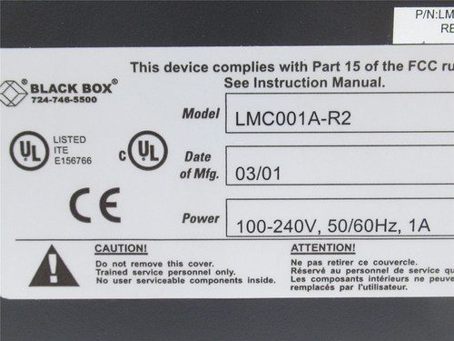 Black Box LMC001A-R2; Communications Convertor; 100-240VAC