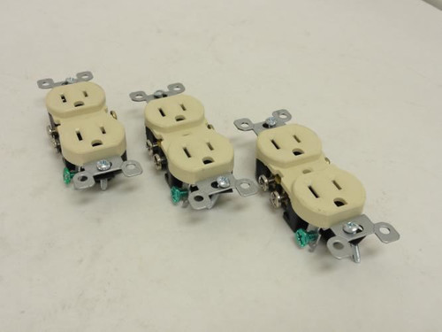 Levitron 5320-ICP; Lot-3; Duplex Receptacle; 15A; 125V; Ivory