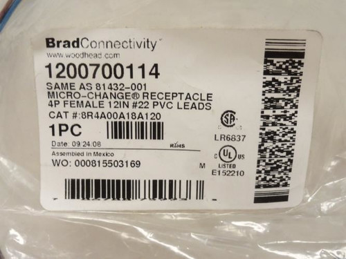 Woodhead 8R4A00A18A120; Micro Change Cord 1200700114; 4 Pole