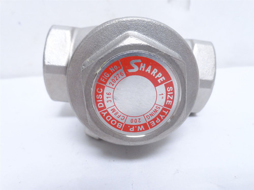 Sharpe 20276-1; Swing Check Valve; SS-316; 1NPT; 200PSI Sharpe 20276-1; Swing Check Valve; SS-316; 1NPT; 200PSI