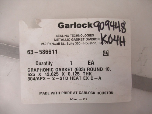 Garlock 63-586611; Graphonic Gasket (603)Round 10.625x12.625"