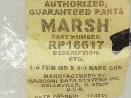 Marsh RP16617; Quick Disconnect Fitting  1/4" QD x 1/4" Barb