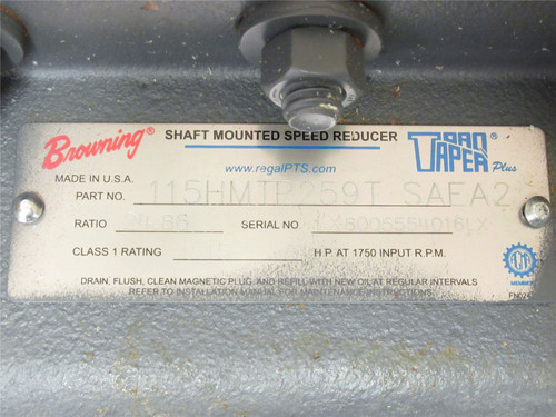 Browning 115HMTP259T; Shaft Mounted Speed Reducer; 24.86:1