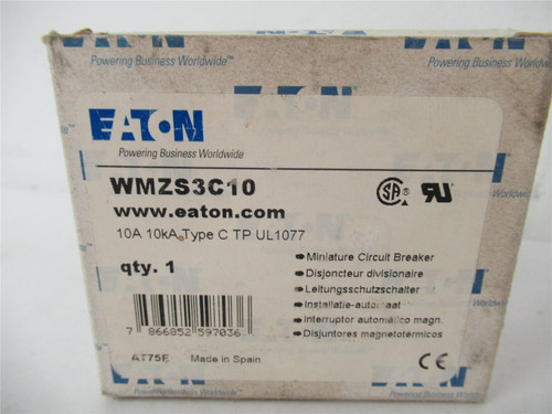 Eaton WMZS3C10; Circuit Breaker 10A 3P 480VAC 125VDC