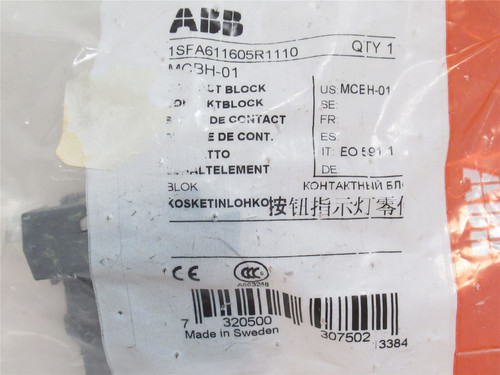 ABB MCBH-01; Switch Contactor W/Holder; 10A; 600V; 1-NO
