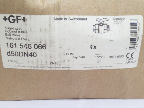 GF 161.546.066; True-Union Metric PVC Ball Valve; 50mm Socket