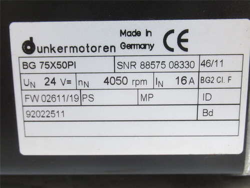 Dunkermotoren BG 75X50PI; Gear Motor; 10:1 Ratio; 24V; 4050RPM