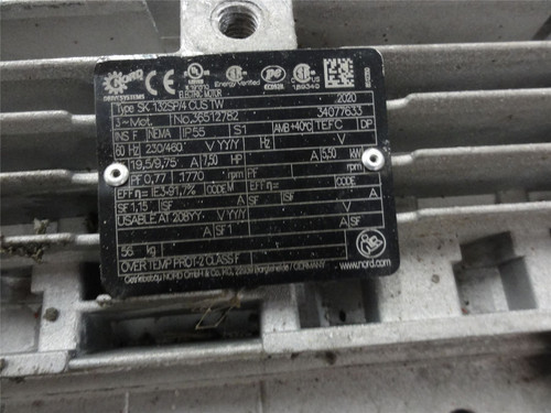 Nord SK132SP/4 CUS TW; MotorGearbox 7.5HP 230/460 4.61:1 ratio
