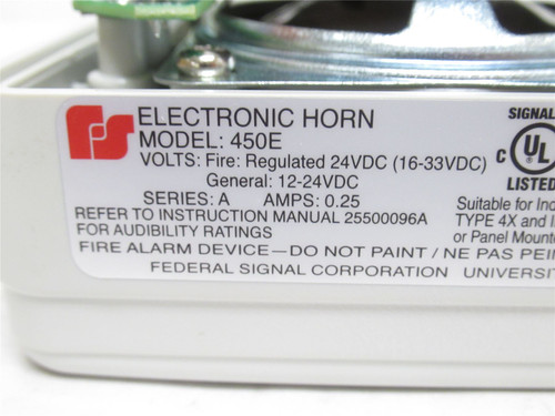 Federal 4.5E-22; Indoor/Outdoor Alarm Horn; 12-24VDC; 90DB