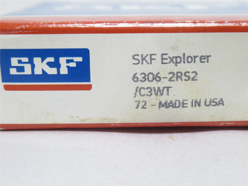 SKF 6306-2RS2/C3WT; Ball Bearing; 30mmID x 72mmOD x 19mm Wide