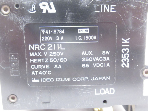 Idec NRC-211L-3A-ED; Circuit Breaker; 2P; 3A; 250VAC