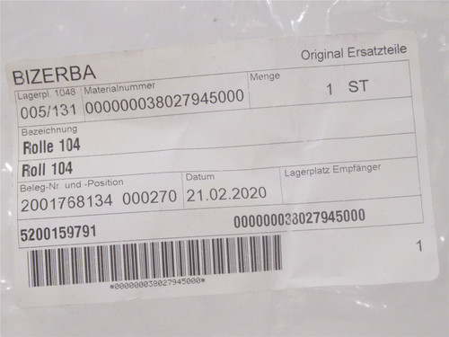 Bizerba 38054984000; Roller 104