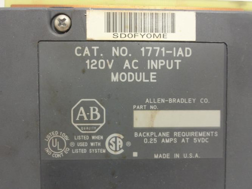 Allen-Bradley 1771-IAD; AC Input Module 120VAC