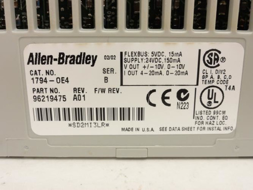 Allen-Bradley 1794-OE4; Analog Output Module; Flex I/O; 24VDC In