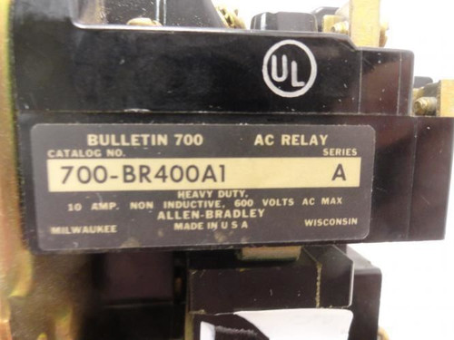 Allen-Bradley 700-BR400A1; AC Relay 10Amp 4 P 110/120VAC Coil