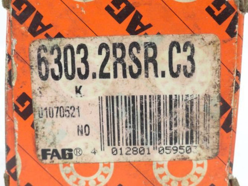 FAG 6303.2RSR.C3; Ball Bearing; 17mmID x 47mmOD x 14mm Wide