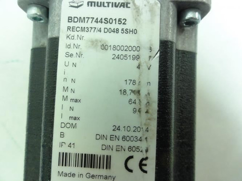 Multivac RECM377/4; MOTOR; 3 Ph; 9.5A; 48V