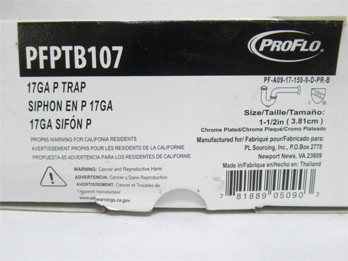 ProFlo PFPTB107; Polished Chrome Brass P Trap; Size: 1-1/2"