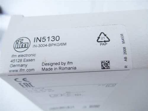 IFM IN5130; Inductive Sensor; 4mm sensing range; 6m L