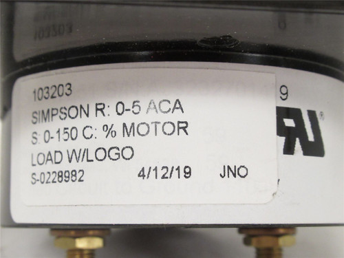 Simpson 103203; Motor % Load Meter W/ Logo; 0-5ACA