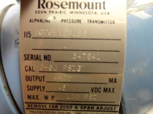 Rosemount 1GP6E12M1B3; Pressure Transmitter