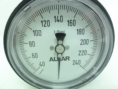 Alkar 25165; Temp Gauge; 3-15Psi; 40-240F; 3.5" Dial