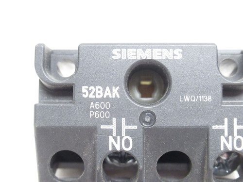 Siemens 52BAK; Momentary Contact Block; 10A; 600VAC; 1-NO
