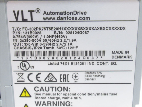Danfoss 131B0028; Frequency Converter 380-550VAC; 3-Ph; 1HP