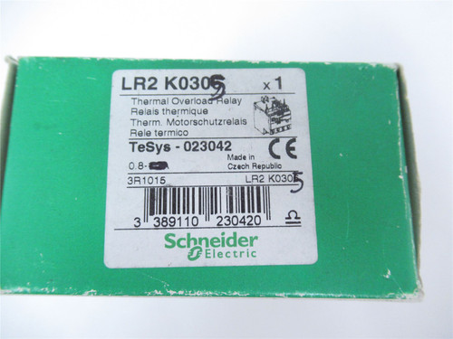 Schneider LR2K0305; Overload Relay; .54 - .8amps; 600VAC