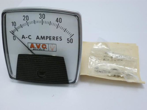 AVC MDL-Unkn90521; Panel Meter; 0-50 AC Amperes