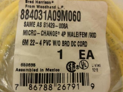 Brad Harrison 884031A09M060; Cable Assembly 4P M/F 6M