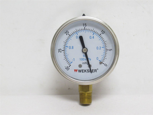 Weksler BY43-Y-VC-4-L-W; Vacuum Gauge; -30-0inHg; (-1-0); SS
