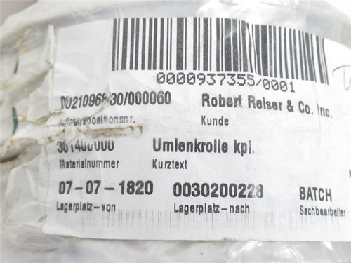 Vemag 301400000; Set Deflection Roller; SS; 14-1/2" Long