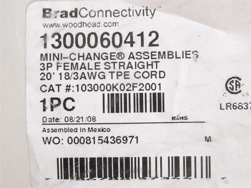 Woodhead 1300060412; Mini-Change Assy 103000K02F2001; 3 Pole