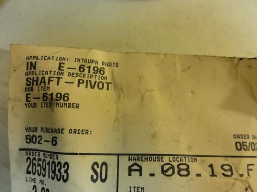 MFG- E-6196; Pivot Shaft