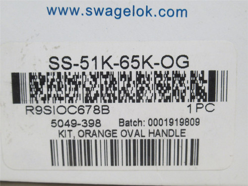Swagelok SS-51K-65K-OG; Orange Sleeve Oval Handle Kit; SS