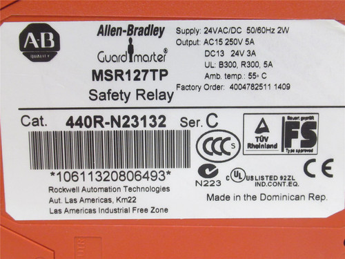 Allen-Bradley 440R-N23132; Safety Relay MSR127TP; 24VAC/DC