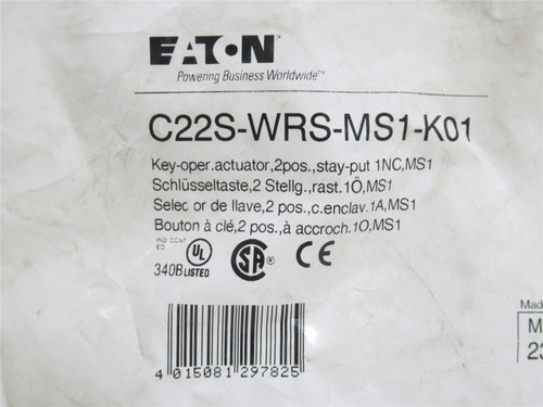 Eaton C22S-WRS-MS1-K01; Keyed Push-Button Selector Switch
