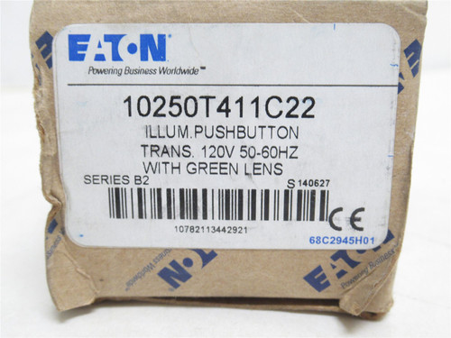 Eaton 10250T411C22; Heavy-Duty Push-Button; Green; 120VAC