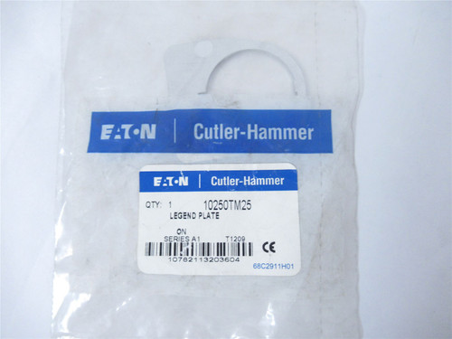 Eaton 10250TM25; Legend Plate - "ON"; 30 mm; Black Field