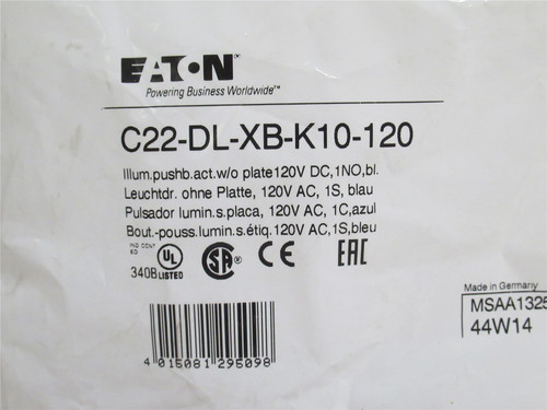 Eaton C22-DL-XB-K10-120; Illuminated Push-Button; 120V; 1-NO