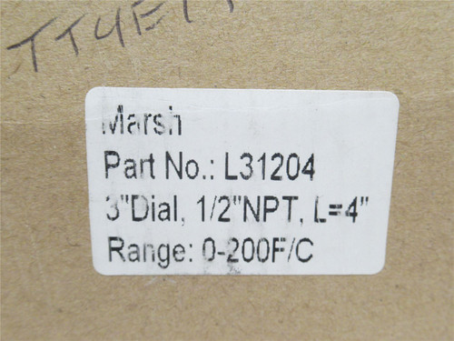 Marsh G10664; Steam Temp Gauge; SS; 0-200Deg Fahrenheit